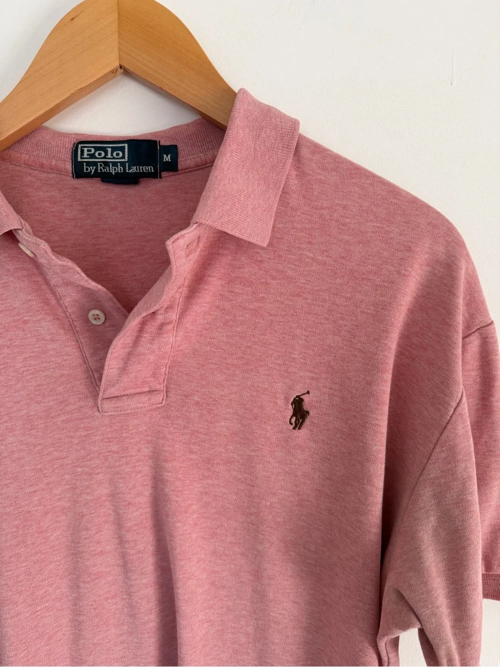 Vintage Polo Ralph Lauren Men’s M Pink Heather Short Sleeve Polo Shirt Pony logo
